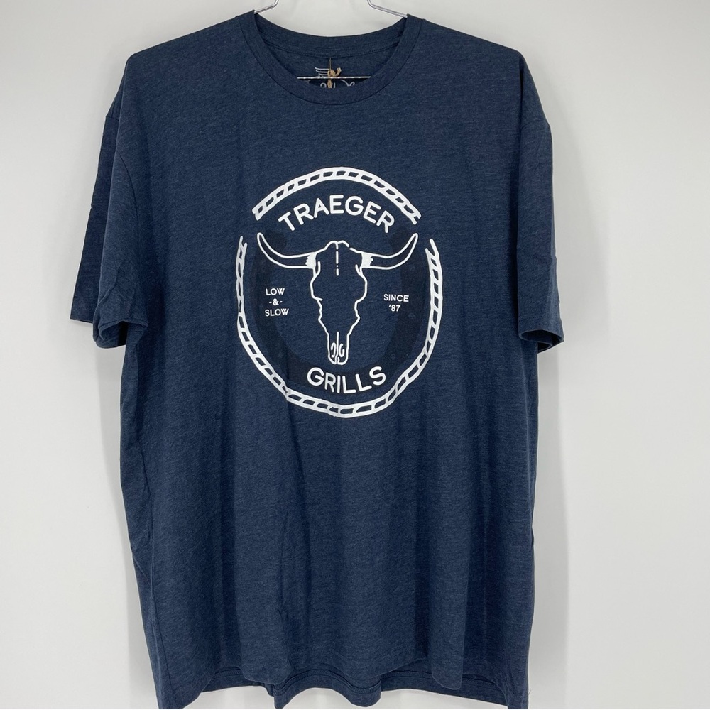 Traeger Longhorn Grills T Shirt Men's  Navy Heather Tee 3X New